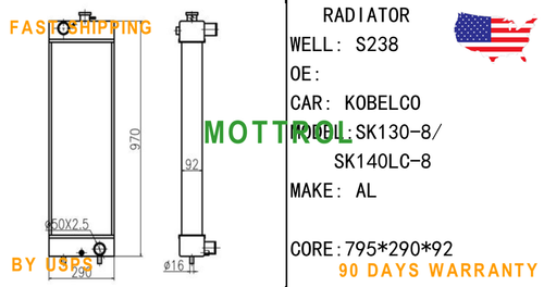 Water Tank Radiator Core FITS KOBELCO SK130-8 SK140-8