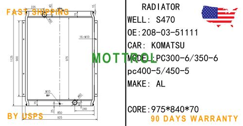 208-03-51111 CORE RADIATOR,FITS KOMATSU PC300-6 PC350-6 PC400-5 PC450-5 PC340-6K