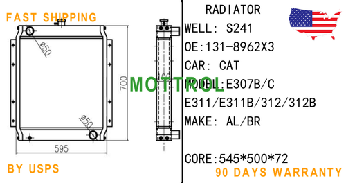 Water Tank Radiator 118-9948 for Caterpillar CAT 311B 312B 131-8962 E311 E312 1318962 1189948