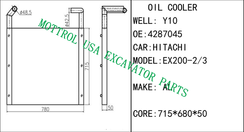 4287045 HYDARULIC OIL COOLER FITS HITACHI EX200-2 EX200-3 EX200LC-2 EX200LC-3