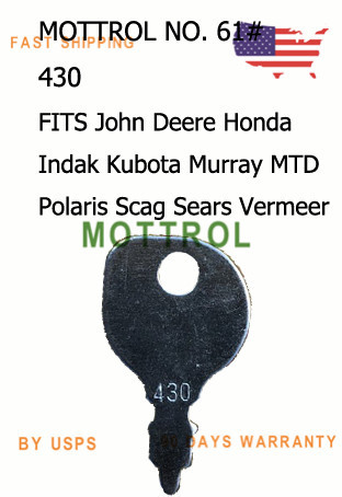 5 PCS 430 Key FITS John Deere Honda Indak Kubota Murray MTD
