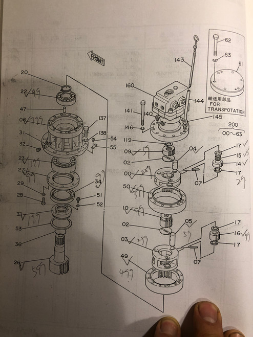 2024936 CARRIER FITS HITACHI EX60G EX60-1 SWING REDUCTION,SWING DEVICE