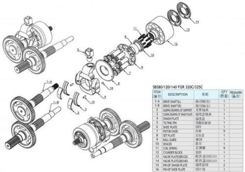 SBS80 PUMP PARTS,PISTON,BLOCK,VALVE,SET PLATE,VALVE PLATE,SPRING ,SPACER,E312C