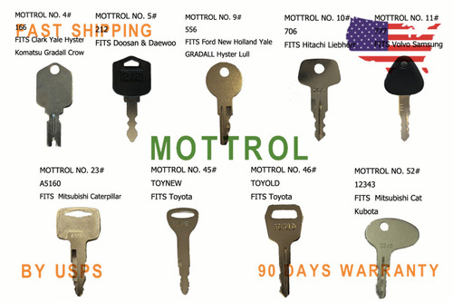 Mover Parts Forklift Key for Clark Yale Hyster Komatsu Gradall Gehl Crown /& More 2