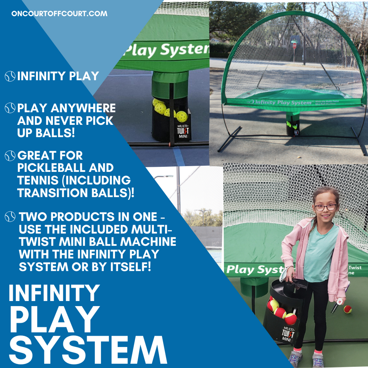 Infinity Play System with the Multi-Twist Mini Ball Machine - OnCourt  OffCourt