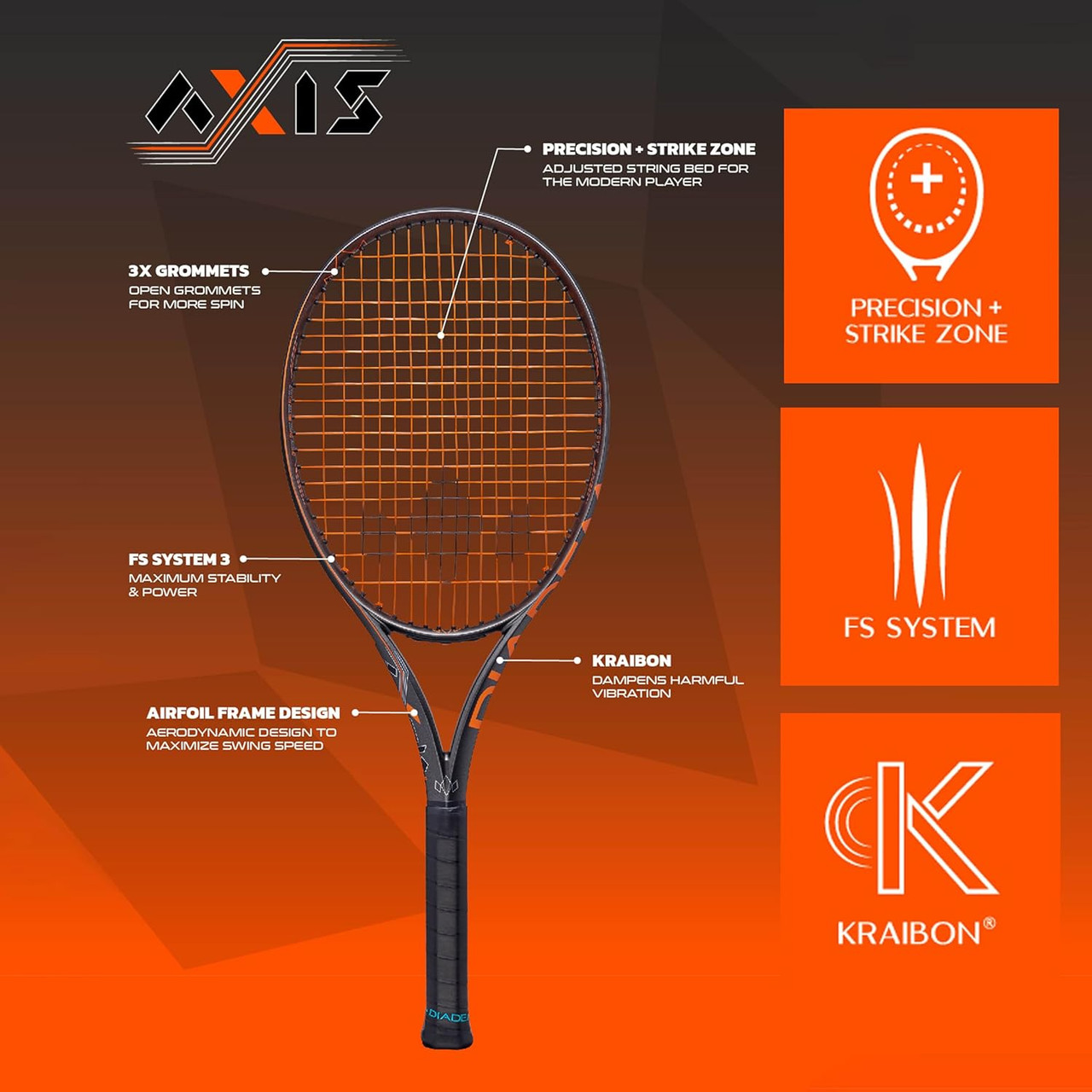Diadem Axis 100 Tennis Racket - OnCourt OffCourt
