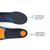 Top view of Superfeet Run Cushion Medium Arch left foot insole with Moisturewick(tm) top cover helps reduce odors and bottom view of Superfeet Run Cushion Medium Arch right insole with energizing heel cushion reduces excess vibration