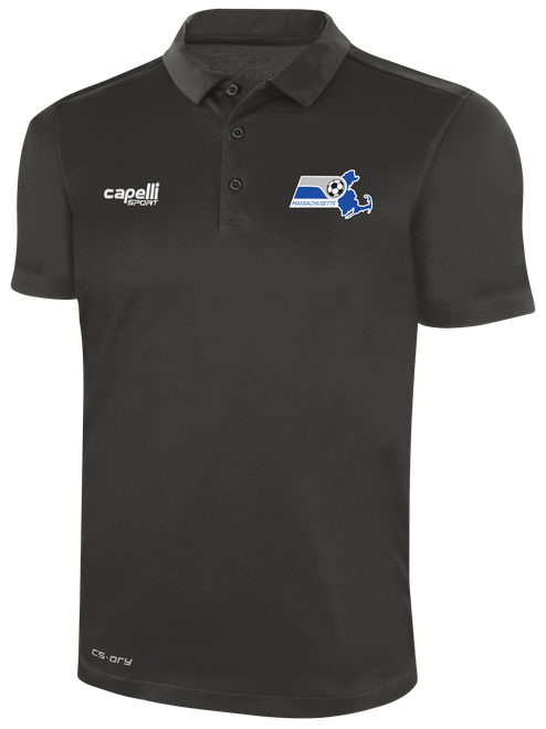 REFEREE CLASSIC POLY POLO DARK GREY WHITE - MSRC
