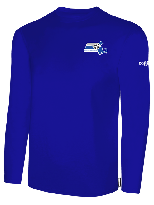 MASSACHUSETTS STATE REFEREE COMMITTEE BASICS COTTON LONG SLEEVE TEE SHIRT ROYAL BLUE WHITE - MSRC