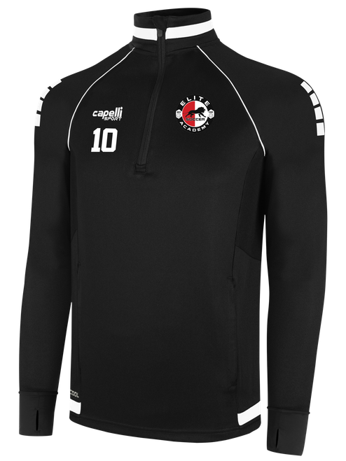 ELITE SA 1/4 ZIP TRAINING TOP BLACK WHITE