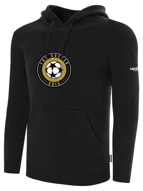 FDB BASICS FLEECE HOODIE WEARERS CENTER CHEST: FDB CREST BLACK WHITE