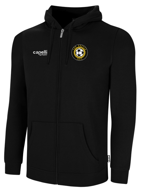 FDB BASICS FULL ZIP HOODIE WEARERS LEFT CHEST: FDB CREST BLACK WHITE