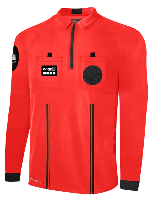 OFFICIAL REFEREE LONG SLEEVE JERSEY WITH ZIPPER REFEREE RED BLACK - NCSRA