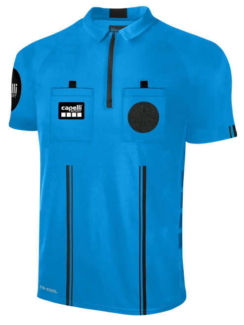 OFFICIAL REFEREE SHORT SLEEVE JERSEY WITH ZIPPER REFEREE BLUE BLACK - NCSRA
