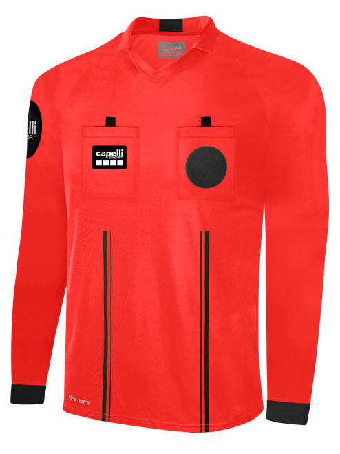 OFFICIAL REFEREE V-NECK LONG SLEEVE JERSEY REFEREE RED BLACK - NCSRA