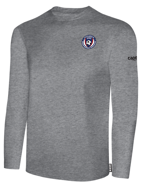 REFEREE COMMITTEE BASICS COTTON LONG SLEEVE TEE SHIRT LIGHT HEATHER GREY BLACK - NCSRA