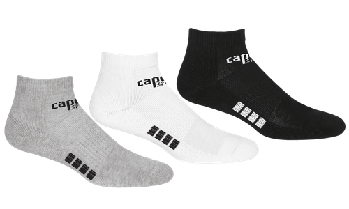 REFEREE BASICS ULTRA COMFORT 3 PACK LOW CUT SOCKS BLACK LIGHT HEATHER GREY WHITE - KRDC