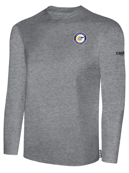 REFEREE  BASICS COTTON LONG SLEEVE TEE SHIRT LIGHT HEATHER GREY BLACK - KRDC