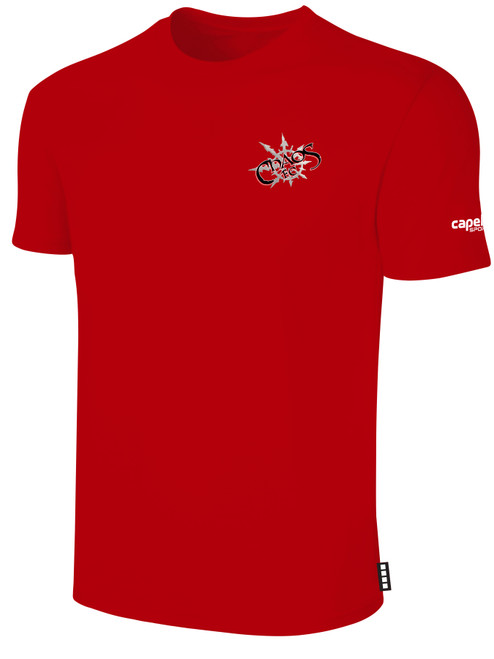 CHAOS FC BASICS TEE SHIRT LEFT CHEST: CHAOS FC CREST RED WHITE