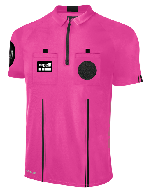 OFFICIAL REFEREE SHORT SLEEVE JERSEY- REFEREE WITH ZIPPER REFEREE PINK BLACK - OCL