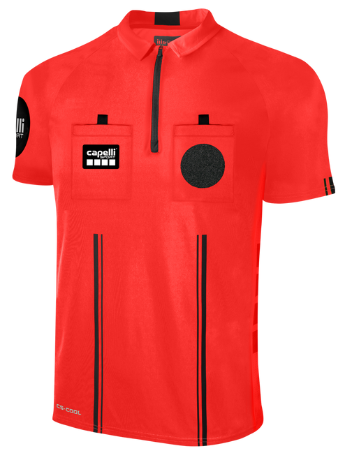 OFFICIAL REFEREE SHORT SLEEVE JERSEY- REFEREE WITH ZIPPER REFEREE RED BLACK - OCL