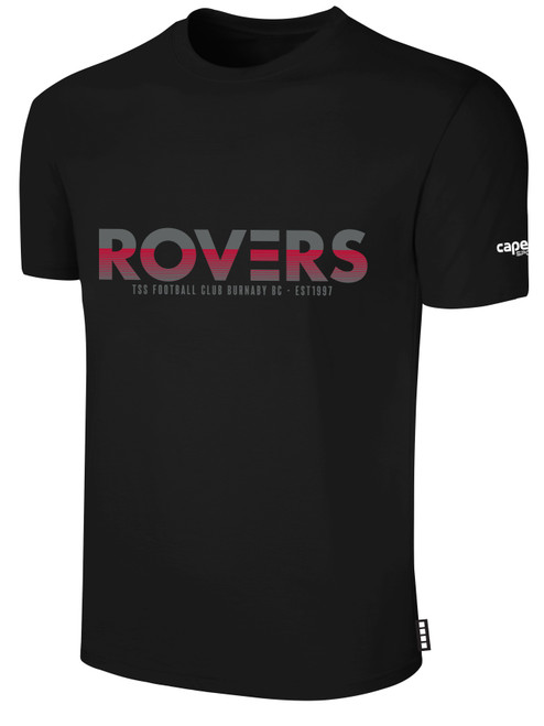 TSS ROVERS BASICS TEE SHIRT CREST ON WEARERS CENTER CHEST BLACK WHITE