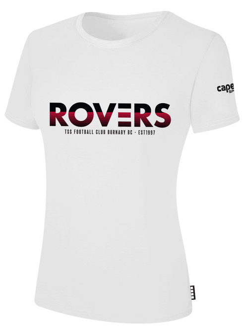 TSS ROVERS BASICS TEE SHIRT CREST ON WEARERS CENTER CHEST WHITE BLACK