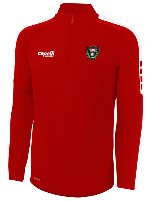 KC LEGENDS MADISON 1/4 ZIP TECHNICAL TRAINING TOP RED WHITE
