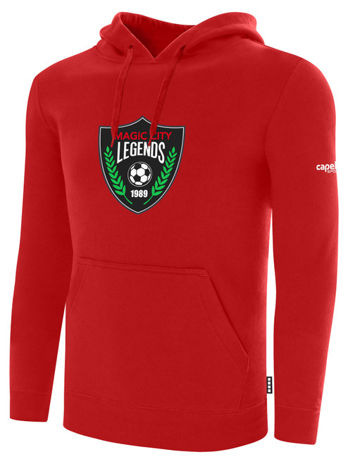LEGENDS SC MAGIC CITY BASICS FLEECE HOODIE LARGE CREST ON CENTER CHEST RED WHITE