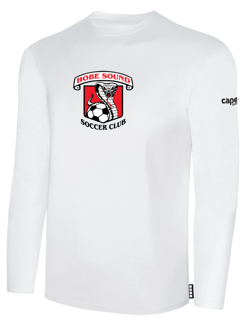 HOBE SOUND SC LONG SLEEVE TEE SHIRT LARGE CREST ON CENTER CHEST WHITE BLACK