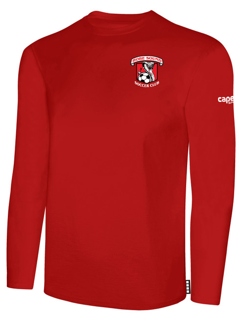 HOBE SOUND SC LONG SLEEVE TEE SHIRT SMALL CREST ON LEFT CHEST RED WHITE