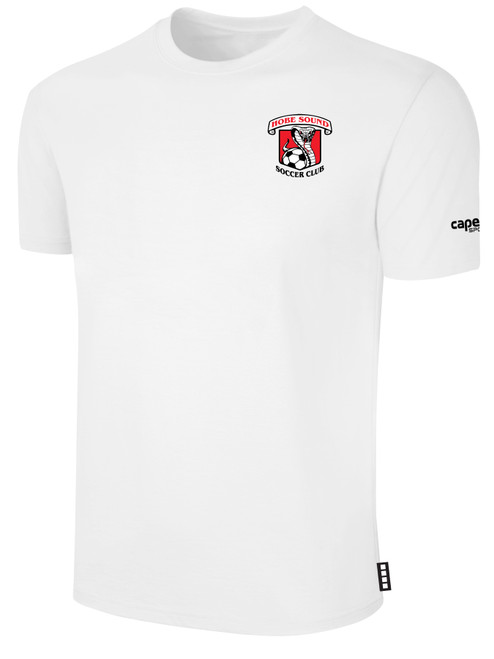 HOBE SOUND SC BASICS TEE SHIRT SMALL CREST ON LEFT CHEST WHITE BLACK