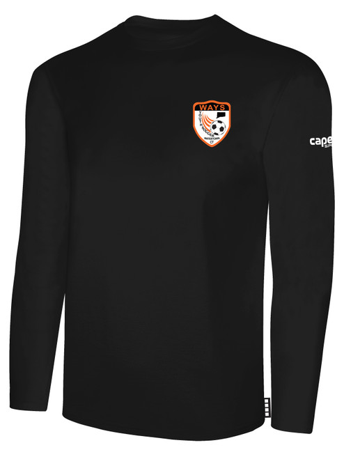 WATERTOWN FC  LONG SLEEVE COTTON T-SHIRT CREST ON WEARERS LEFT CHEST BLACK WHITE