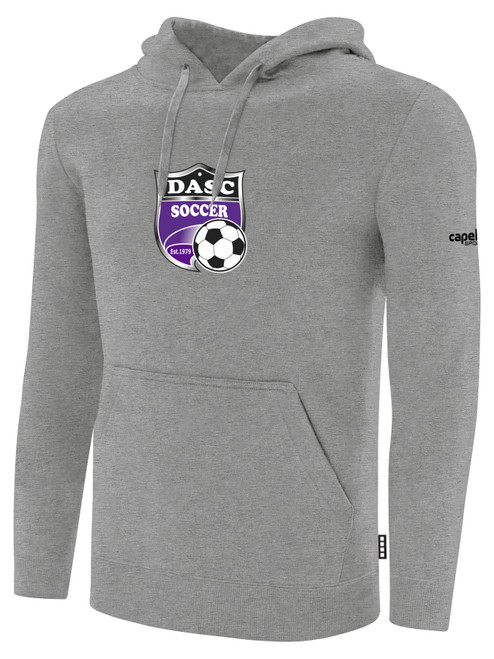 DILLSBURG SC PULLOVER FLEECE HOODIE CREST ON WEARERS CENTER CHEST LIGHT HEATHER GREY BLACK