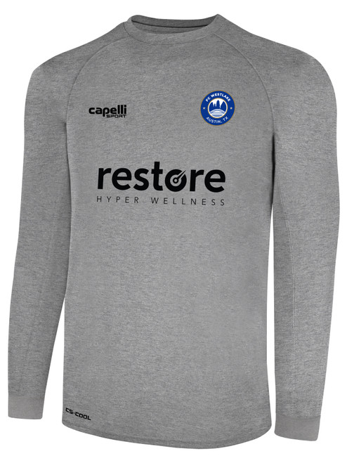 FC WESTLAKE BASICS II LONG SLEEVE TRAINING TOP LIGHT HEATHER GREY BLACK