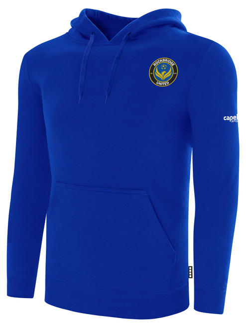ROCKBRIDGE UNITED SC PULLOVER HOODIE CREST ON WEARERS LEFT CHEST ROYAL BLUE WHITE