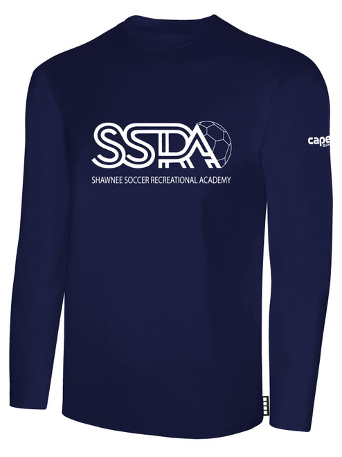 FC ALLIANCE  LONG SLEEVE COTTON T-SHIRT FC ALLIANCE ON WEARERS CENTER CHEST NAVY WHITE