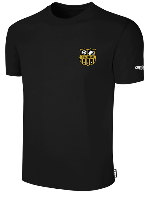 FC ALLIANCE  SHORT SLEEVE COTTON T-SHIRT CREST ON WEARERS LEFT CHEST BLACK WHITE