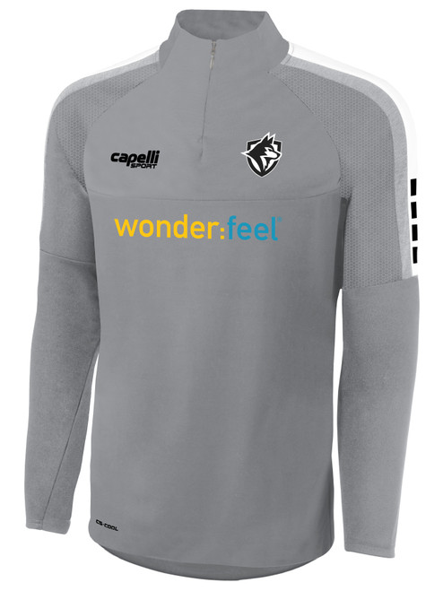 DIABLO   VALLEY ELITE ACADEMY MADISON 1/4 ZIP TECHNICAL TRAINING TOP LIGHT GREY WHITE