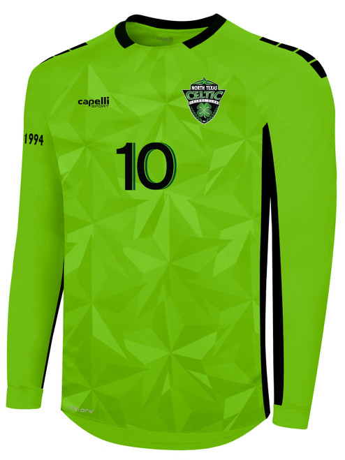 NORTH TEXAS CELTIC FC  PITCH STAR LONG SLEEVE  GOALKEEPER JERSEY  NEON GREEN BLACK