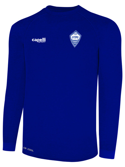 ORLAND PARK STING FC BASICS II LONG SLEEVE TRAINING TOP ROYAL BLUE WHITE