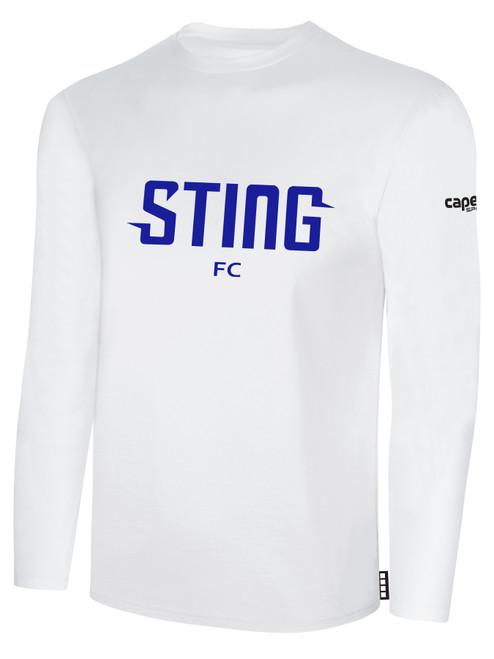 ORLAND PARK STING FC LONG SLEEVE COTTON T-SHIRT STING FC TEXT LOGO ON CENTER CHEST WHITE BLACK