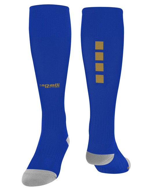 FC WESTLAKE SOUTH PROGRAM COMPETITIVE 4 CUBE MATCH SOCKS ROYAL BLUE METALLIC GOLD -KIT