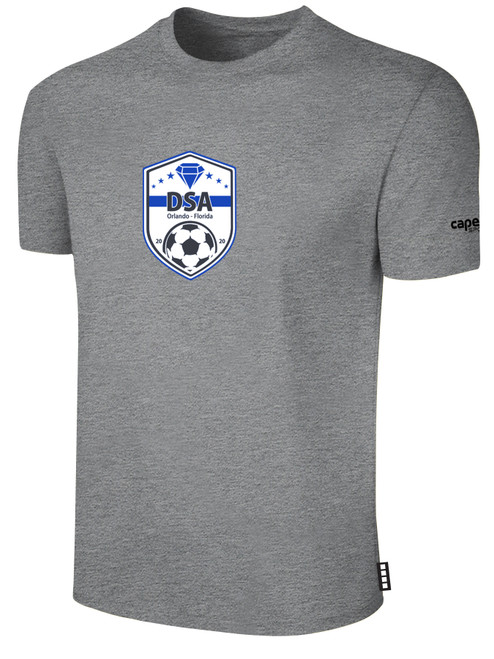 DIAMONDS SA   SHORT SLEEVE COTTON T-SHIRT CREST ON WEARERS FRONT CENTER CHEST LIGHT HEATHER GREY BLACK