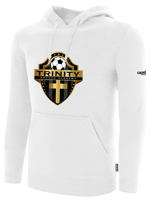 TRINITY SA FS PULLOVER HOODIE CREST ON WEARERS CENTER CHEST WHITE BLACK
