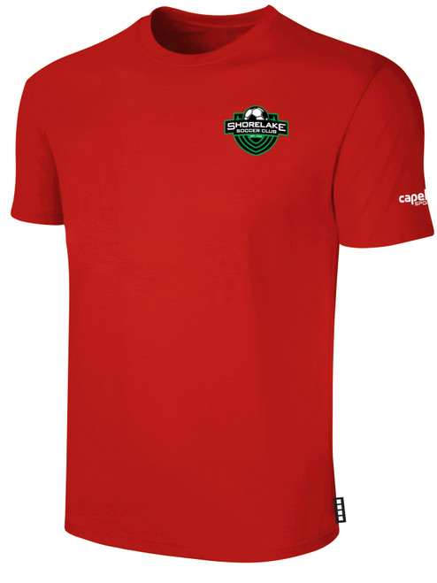 SHORELAKE SC BASICS SHORT SLEEVE COTTON T-SHIRT LOGO LEFT CHEST RED WHITE