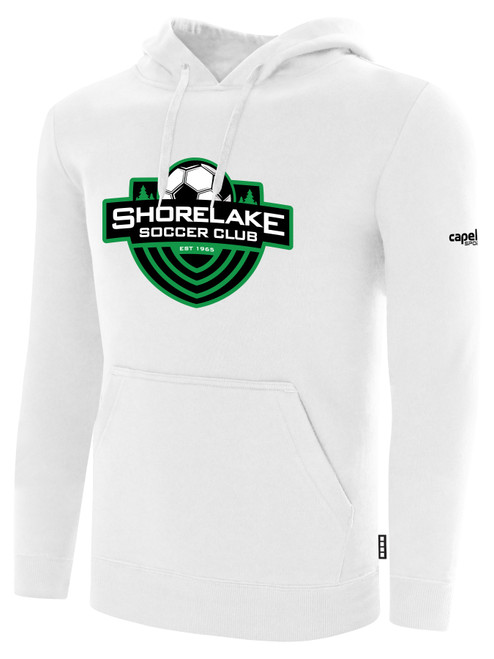 SHORELAKE SC BASICS FLEECE HOODIE LARGE LOGO CENTER CHEST WHITE BLACK