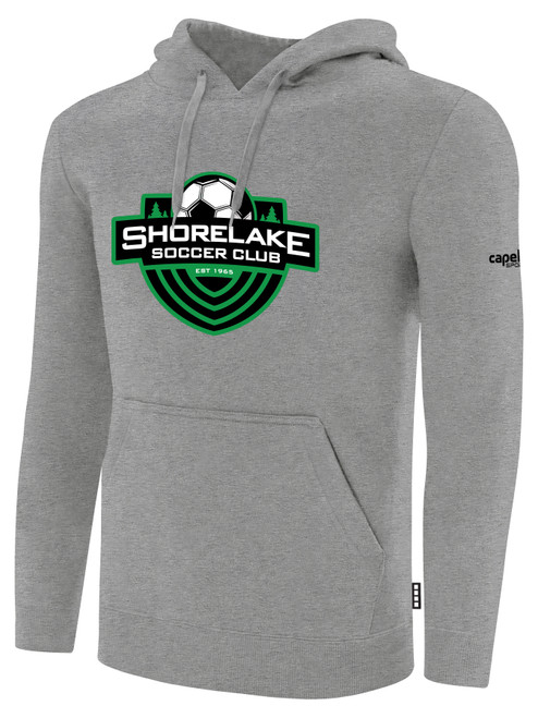 SHORELAKE SC BASICS FLEECE HOODIE LARGE LOGO CENTER CHEST LIGHT HEATHER GREY BLACK