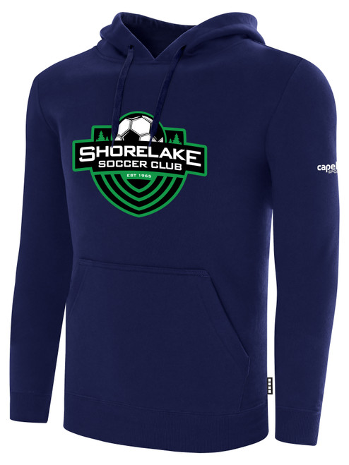 SHORELAKE SC BASICS FLEECE HOODIE LARGE LOGO CENTER CHEST NAVY WHITE