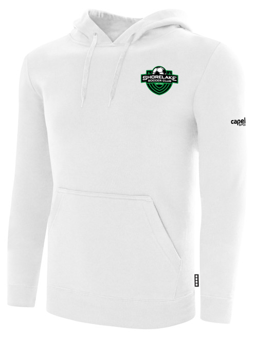 SHORELAKE SC BASICS FLEECE HOODIE LOGO LEFT CHEST WHITE BLACK